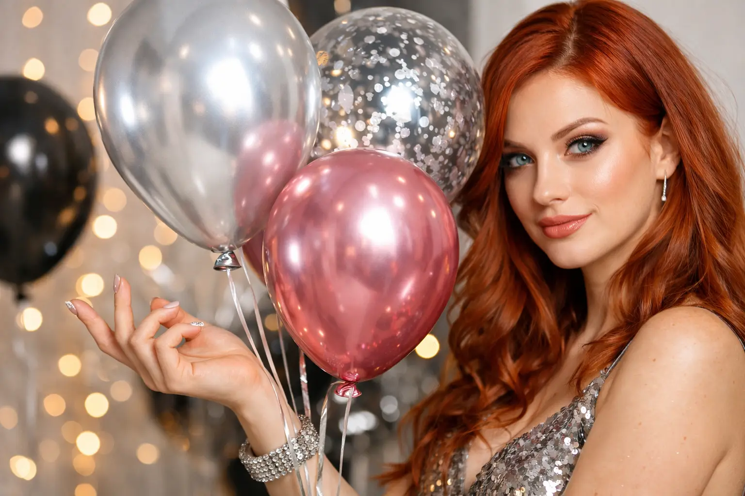 Sparkly Hand Pose Balloons for a Glam Party