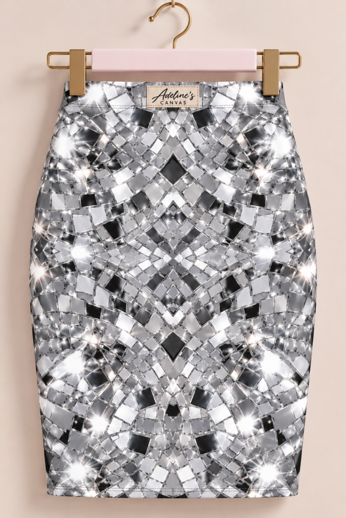 Kaleidoscope Silver Mosaic Pencil Skirt