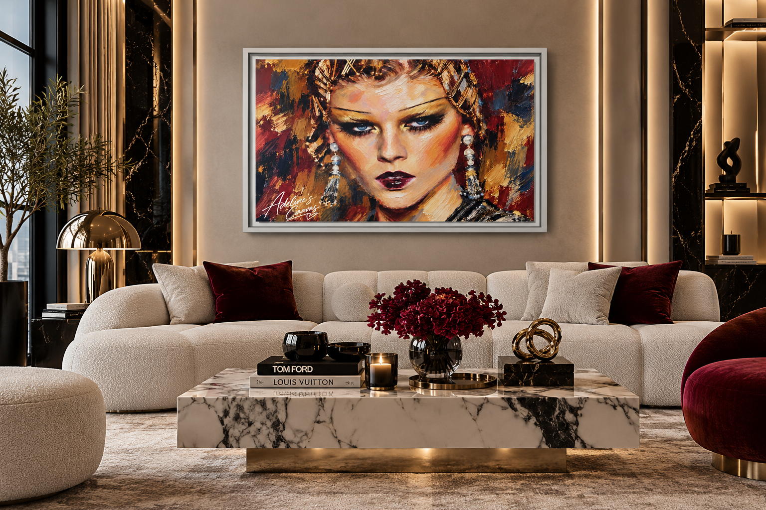 Framed Matte Canvas Art – Glamorous Woman Portrait - Image 2