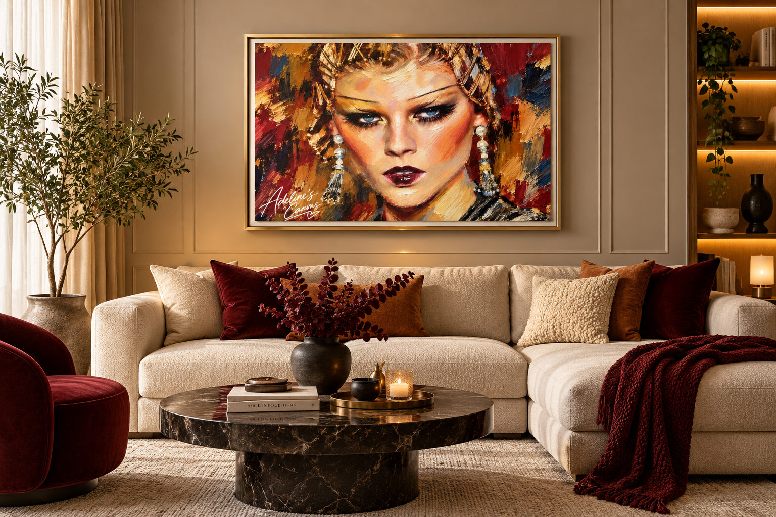 Framed Matte Canvas Art – Glamorous Woman Portrait - Image 3