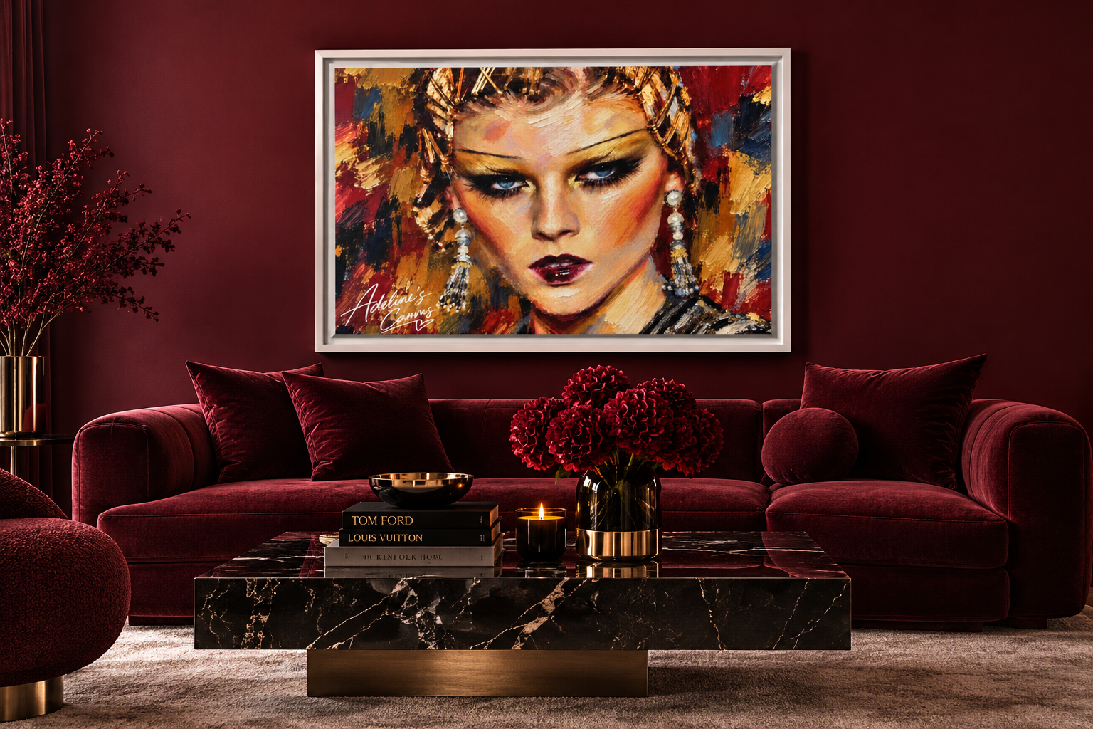 Framed Matte Canvas Art – Glamorous Woman Portrait - Image 4