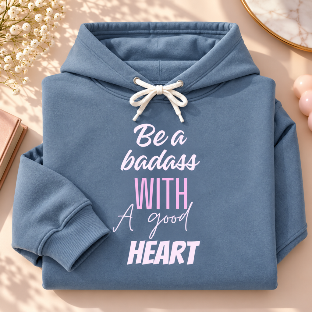 Badass With a Good Heart Hoodie — Inspirational Feminine Graphic Sweatshirt