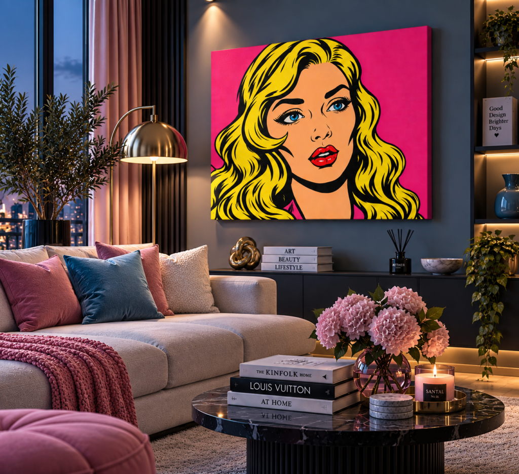 Pop Art Blonde Woman Canvas Stretched 0.75" | Retro Comic Wall Art