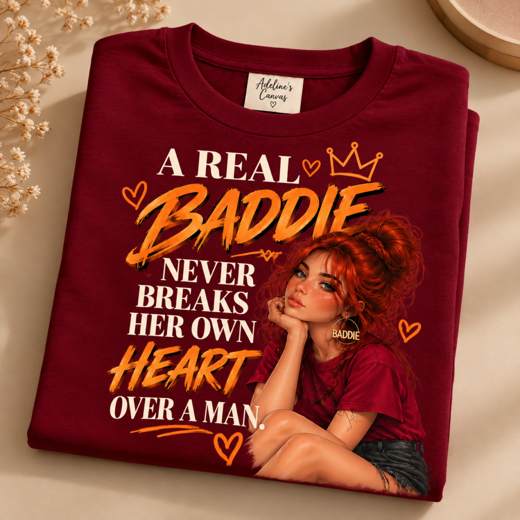 Baddie Graphic Tee — "A Real Baddie Never Breaks Her Own Heart"