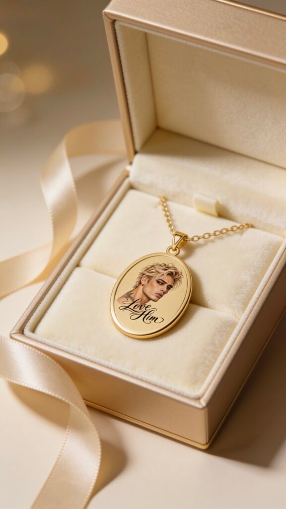 Stylized Blond Portrait Oval Pendant | Photo Locket Necklace
