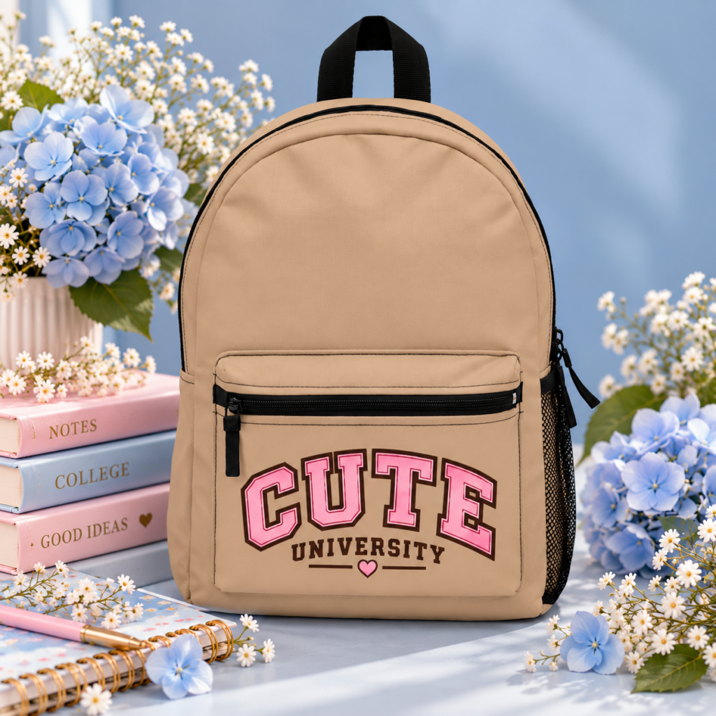 Cute University Backpack — Pink Campus Logo School Bag