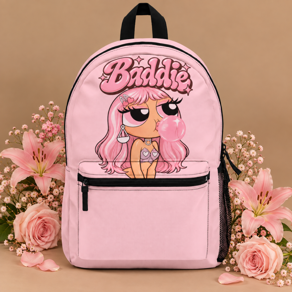 Baddie Pink Bubblegum Backpack — Cute Girl Cartoon School Bag