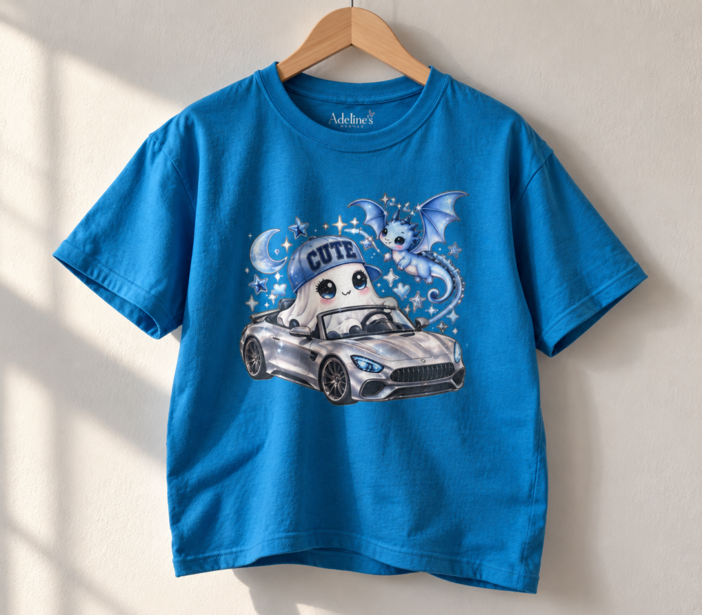 Ghost Driver car tee | Kids T-Shirt, spooky moon dragon design
