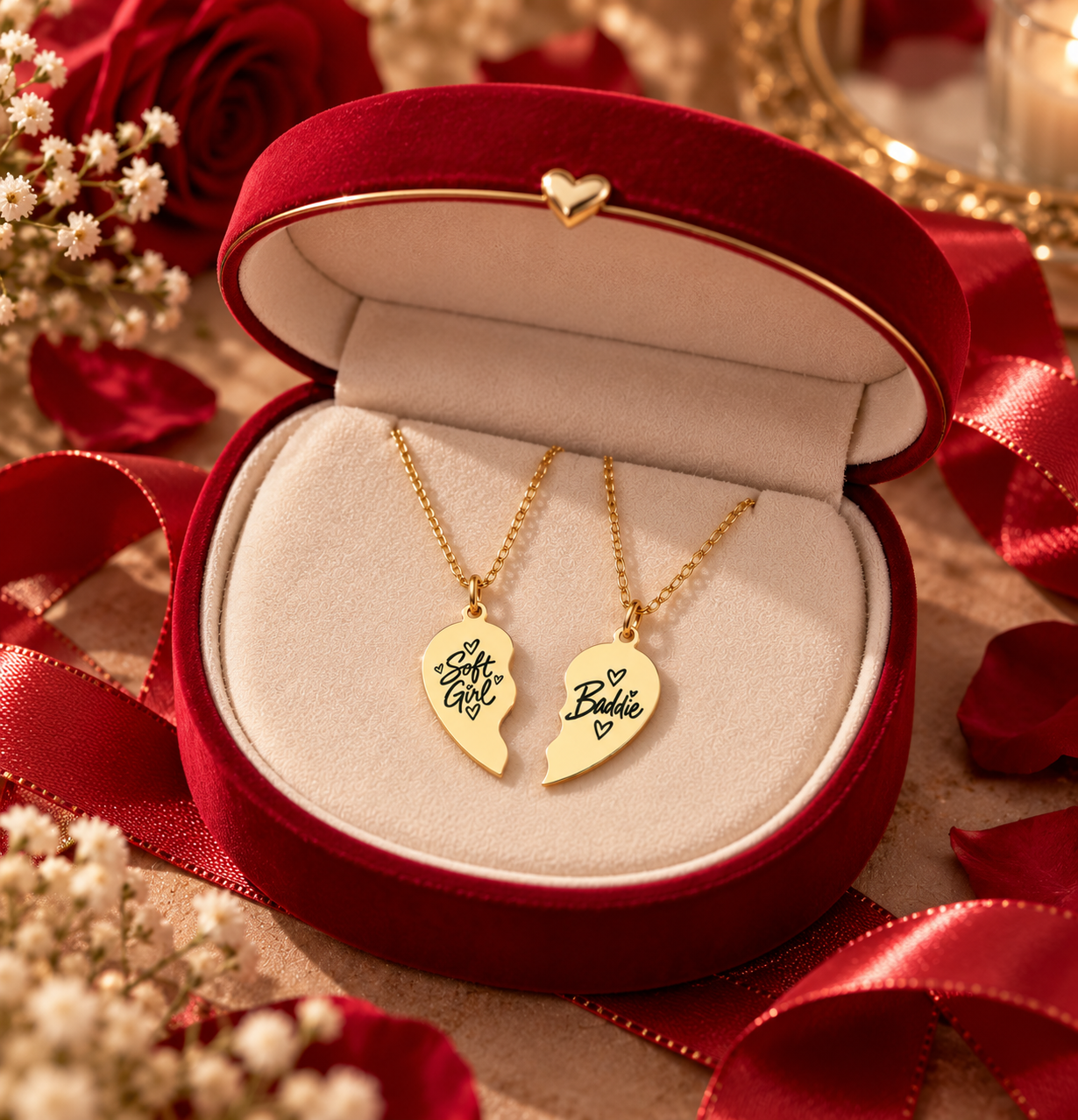 Break Apart Heart Necklace Set — Engraved Bestie/Bff Split Pendant - Image 6
