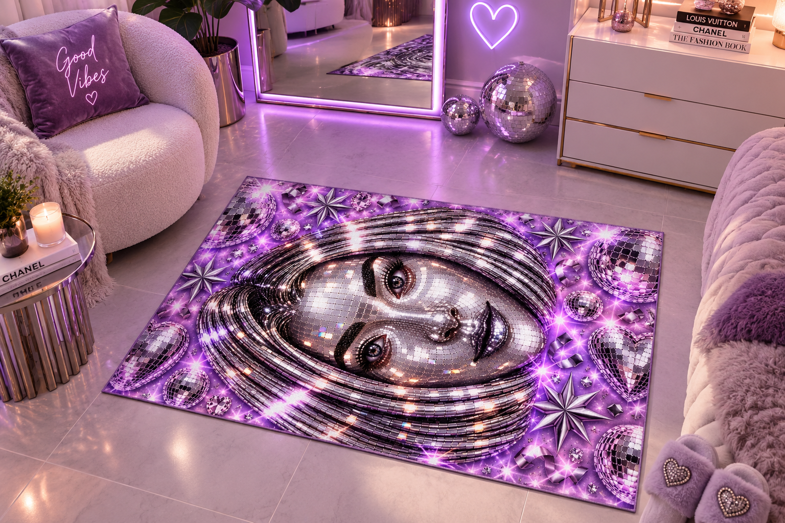 DISCO DOLL Rug | Sparkling Purple Mirrorball Floor Mat - Image 2