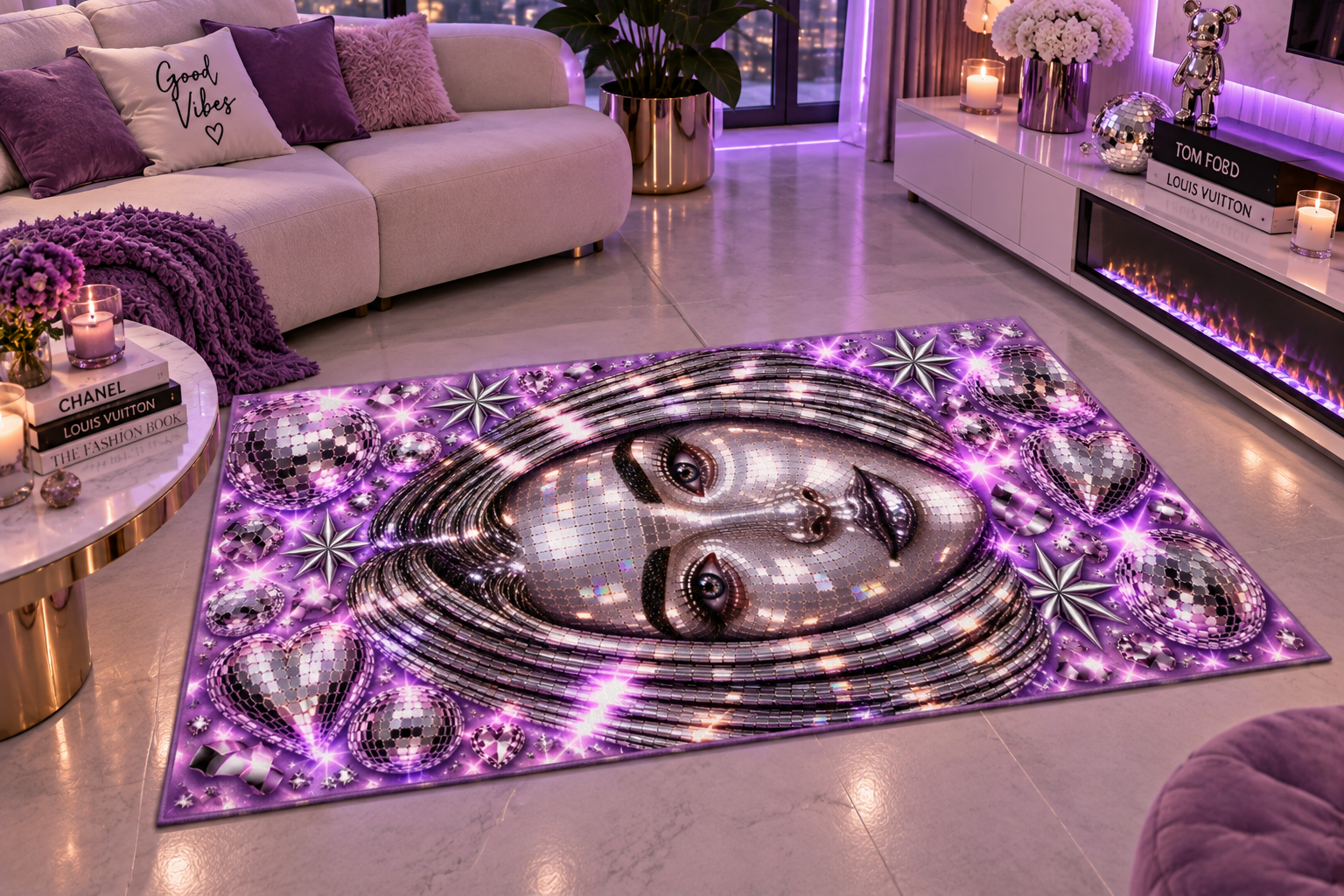 DISCO DOLL Rug | Sparkling Purple Mirrorball Floor Mat - Image 3