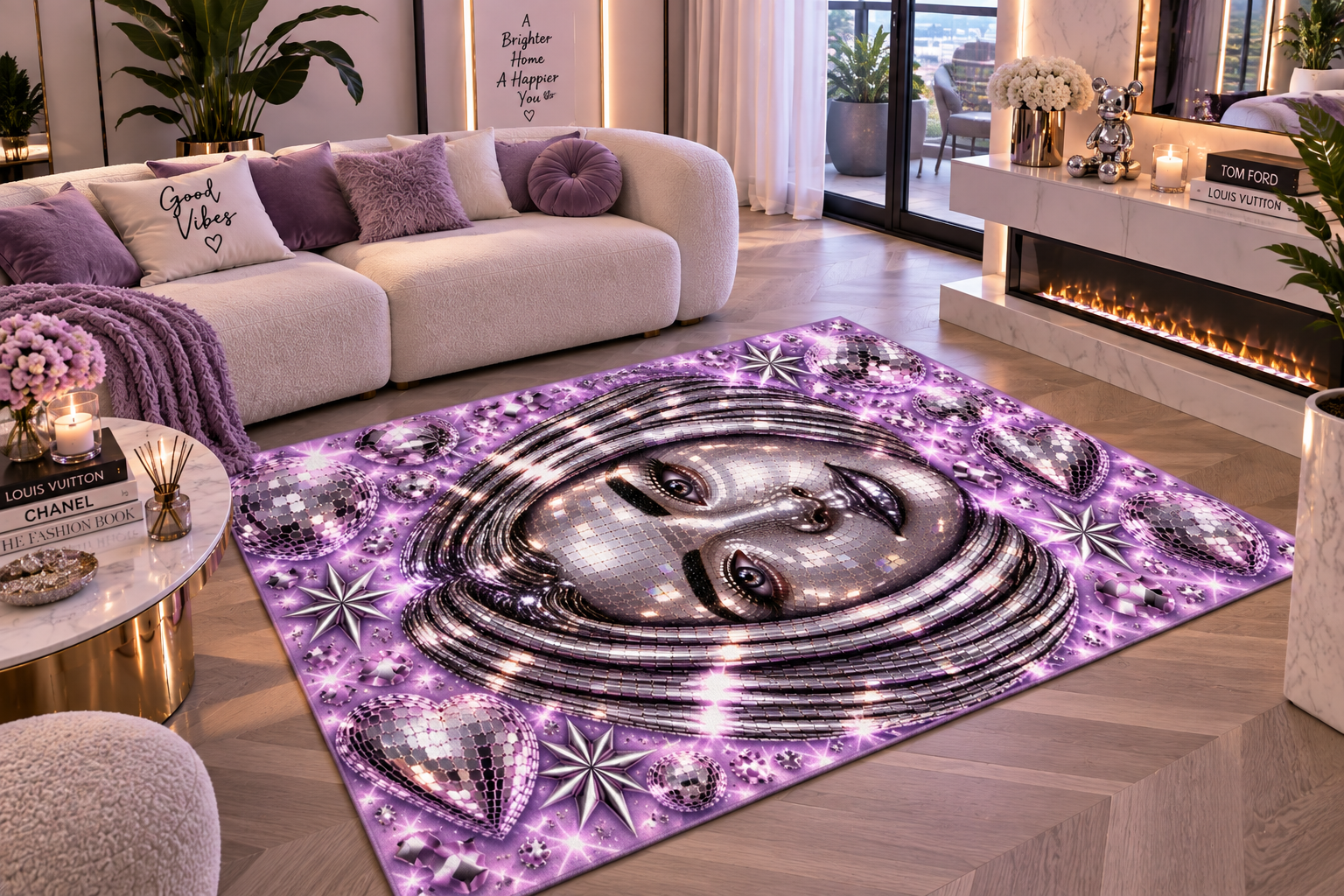DISCO DOLL Rug | Sparkling Purple Mirrorball Floor Mat - Image 4