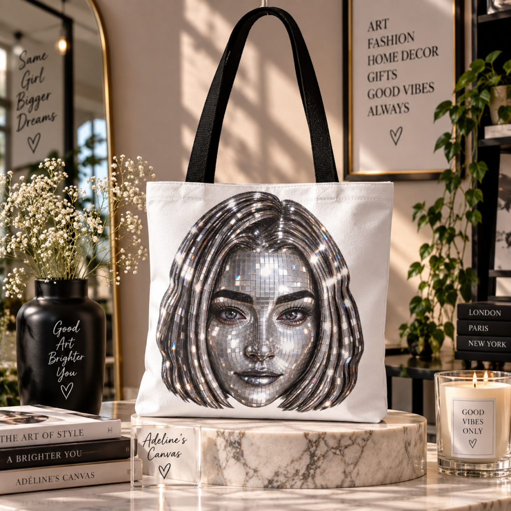 Disco Mirror Face Tote Bag – Shimmery Glam Shopper