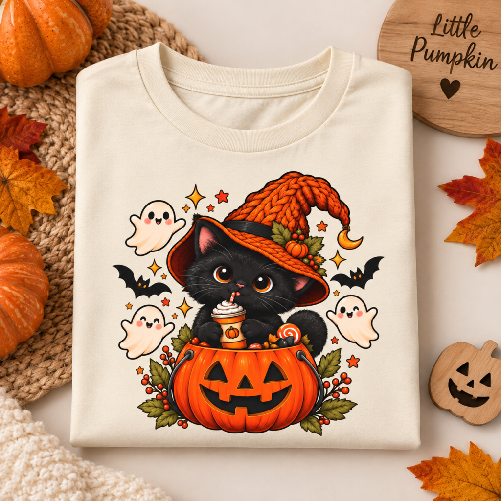 Kids Halloween Black Cat Pumpkin Sports Jersey