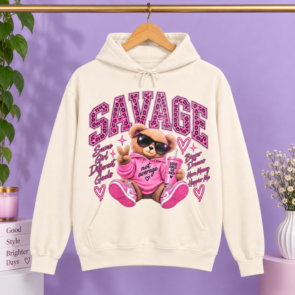 Savage Teddy Bear Lightweight Hooded Sweatshirt