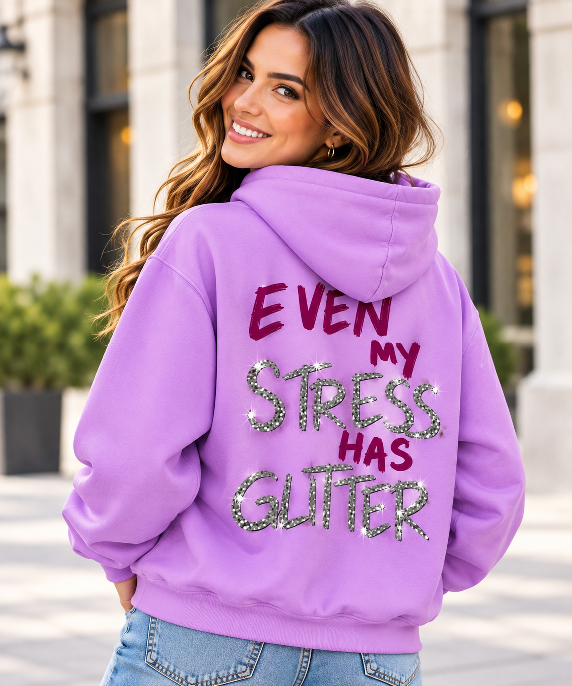 Even My Stress Has Glitter Lip Drip Hoodie - Image 8