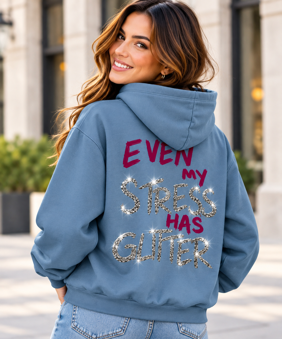 Even My Stress Has Glitter Lip Drip Hoodie - Image 10