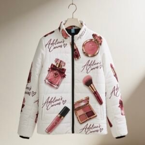 Alluring Woman Makeup Puffer Jacket