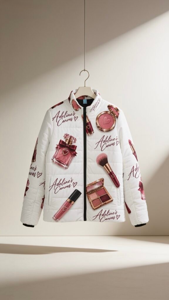 Alluring Woman Makeup Puffer Jacket