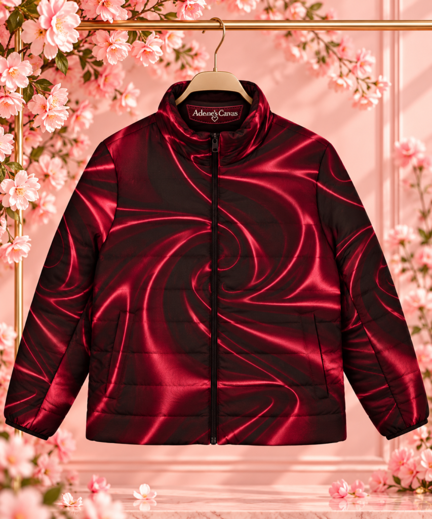 Women’s Burgundy Swirl Puffer Jacket